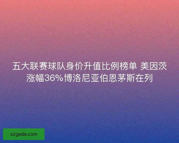 五大联赛球队身价升值比例榜单 美因茨涨幅36%博洛尼亚伯恩茅斯在列