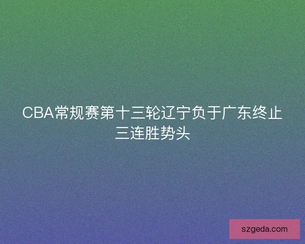 CBA常规赛第十三轮辽宁负于广东终止三连胜势头