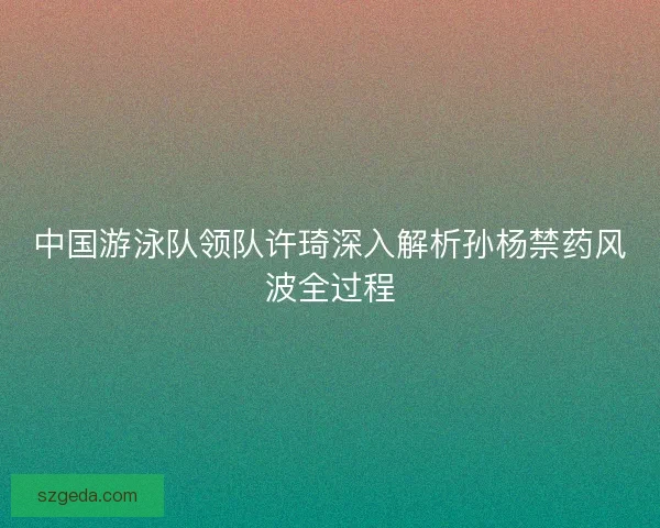 中国游泳队领队许琦深入解析孙杨禁药风波全过程